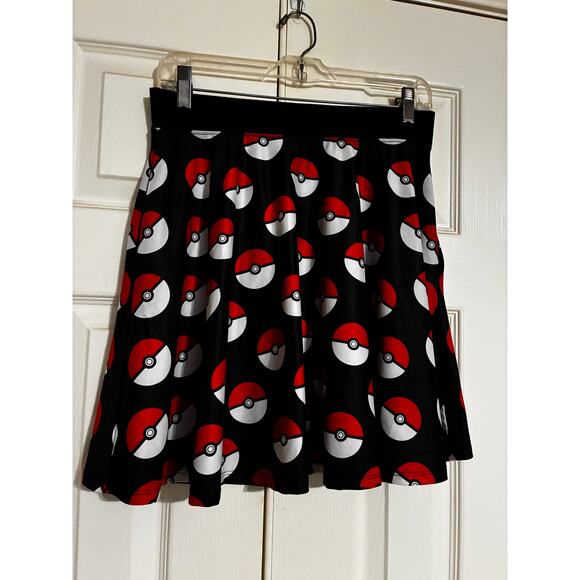Pokemon Black Pokeball Flare Skirt Size Med WITH POCKETS - Picture 1 of 4